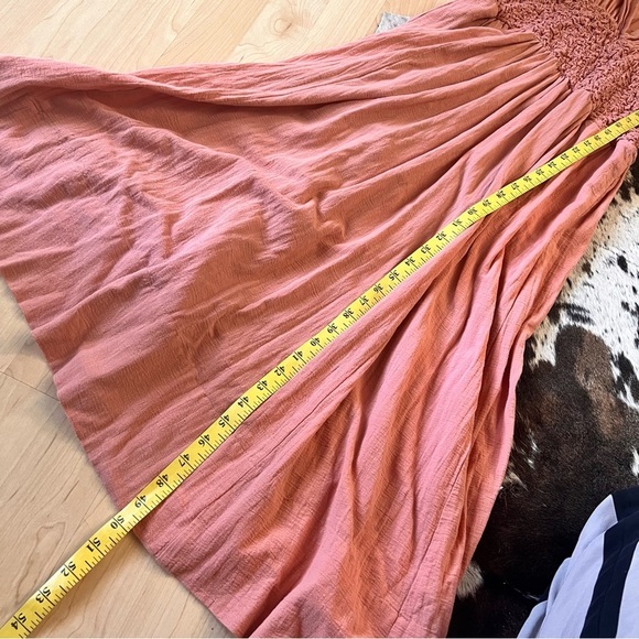 FREE PEOPLE Monika Peach Shirt Midi Drop Waist Dress Size Small - Picture 7 of 12